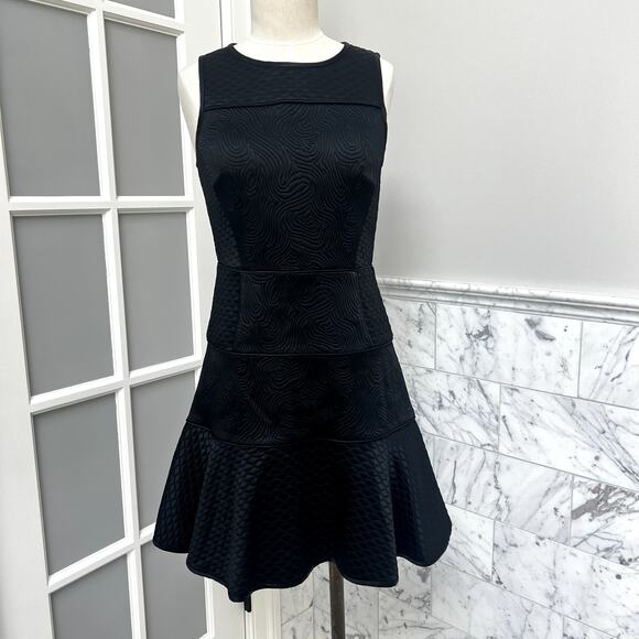 Tibi Matelasse Mini Flare Satin Dress LBD Size 2 or 4 Small - Picture 3 of 7